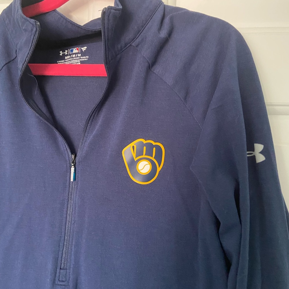 women’s milwaukee brewers pullover MLB half zip - Picture 2 of 3